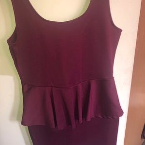 Burgundy Mini dress with ruffled skirt